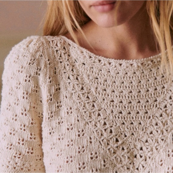 Sezane Lalia Cream Knit top NEW - Picture 2 of 5